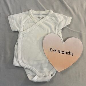 MORI - Organic Cotton Kimono Style Short Sleeve White Baby Onesie Top